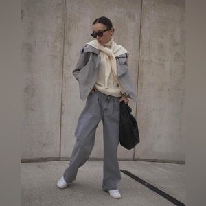 MEOTINE Grey Leather Jacket - S/M